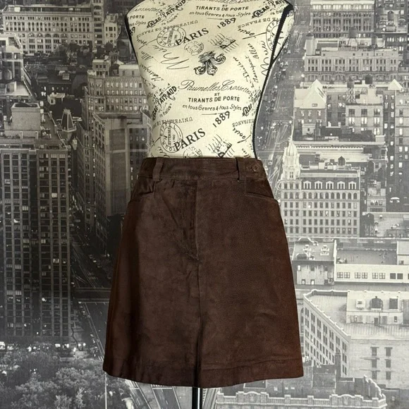 Brown Suede A-Line Skirt - Picture 2 of 13